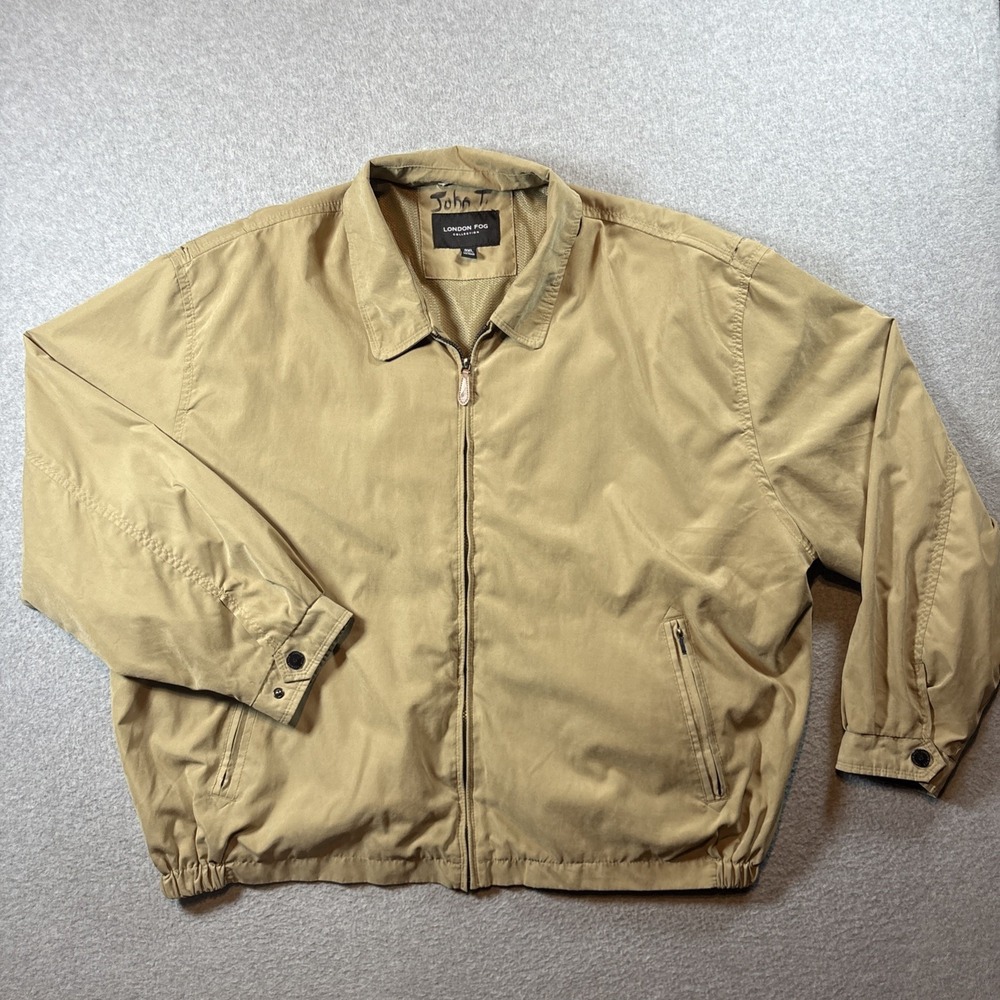 London Fog Men's 3XL Beige Full Zip Jacket Windbreaker Mesh Lined City Classic